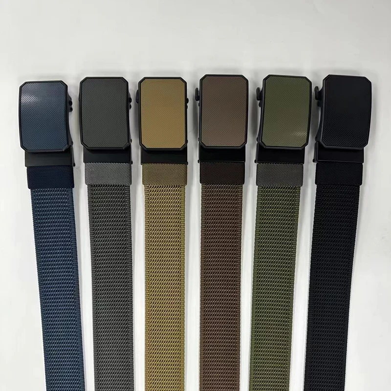 New toothless automatic buckle belt manufacturers nylon canvas belt outdoor leisure breathable belt support customization