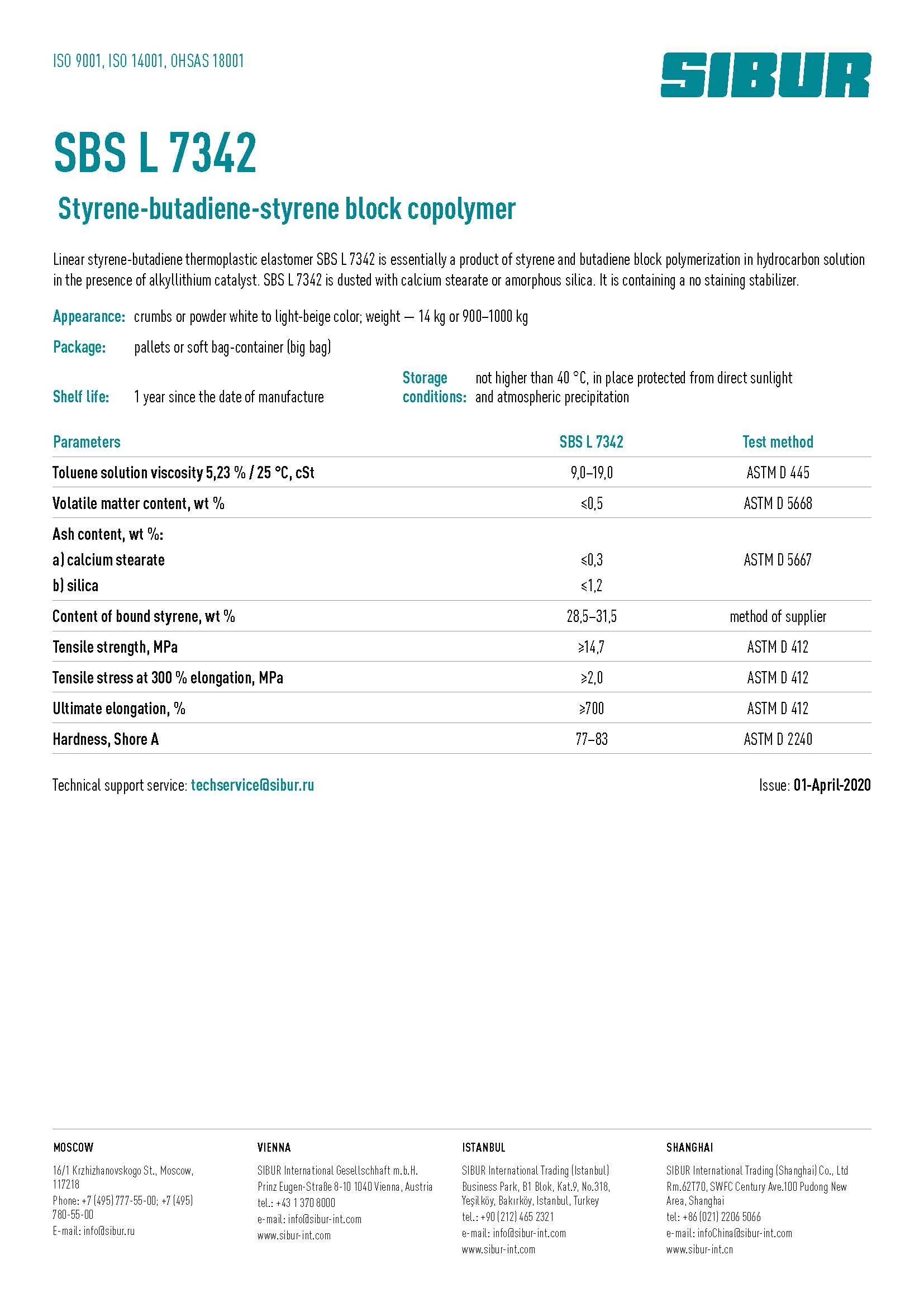 Styrene butadiene copolymer SBS L 7342 wholesale prices top quality plastics and rubbers for sale