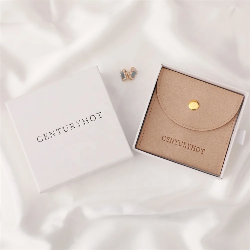 Custom  Khaki Microfiber Jewelry Pouches , Jewelry Packaging Button Bags, Handmade Round Jewelry Pouch with Logo