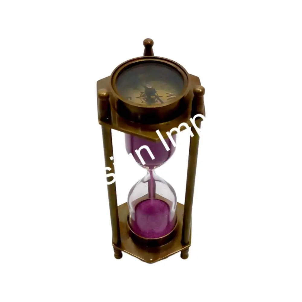 Trending Pink Sand Glass Clock Travelling Camping Hiking Custom 10 mins 25 mins Hourglass With Compass On Top hot Selling