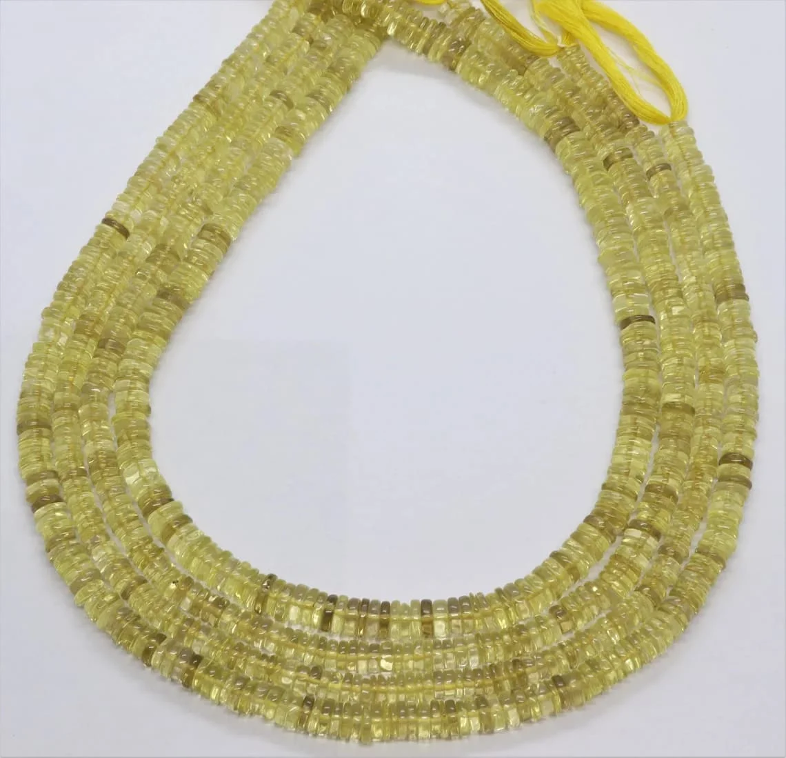 Natural Lemon Quartz Smooth Heishi Wheel Shape Gemstone Beads For Jewelry Making In Wholesale Price By Indian Manufacturer 5-6mm