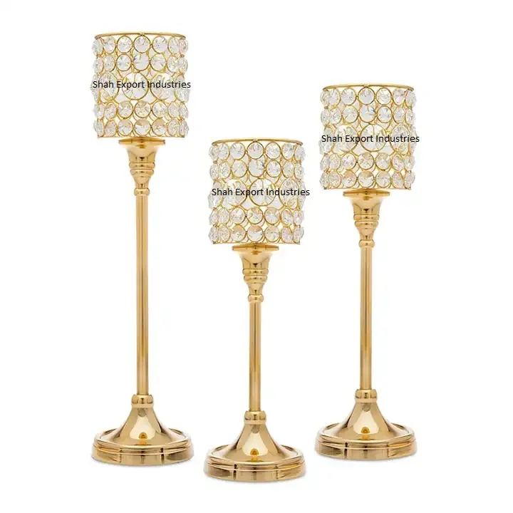 Fancy Gold Candle Holders Metal Candlestick Holder for Taper Candles Set of 3 for Home Wedding Dinning Party Decor