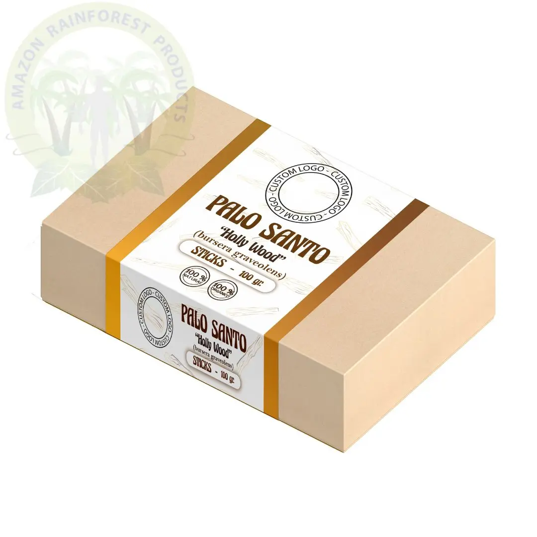 Customized 20 Units 200g Approx. Palo Santo Wood Sticks Boxes Aromatherapy Resin Wax Length 10cm Thickness 1.5-2cm Logo Label