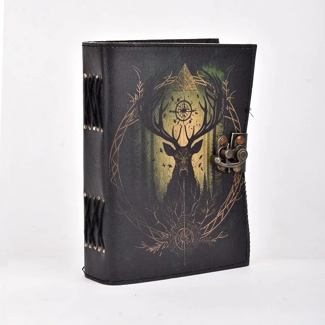 SOHA AGATE Reindeer Embossed Leather Journal with C-Lock - Amazing palnner for gift book of shadows notebook drawing Diaries