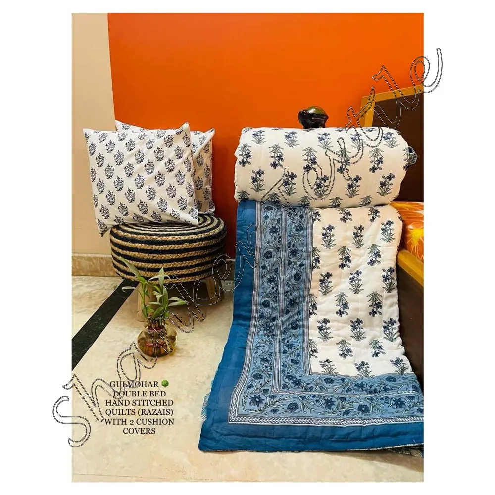 Attractive Bedspread Blanket Indian Cotton Floral Print Jaipuri Decor Rajai Queen Coverlet Ethnic Indian Bed Spread Home Decor