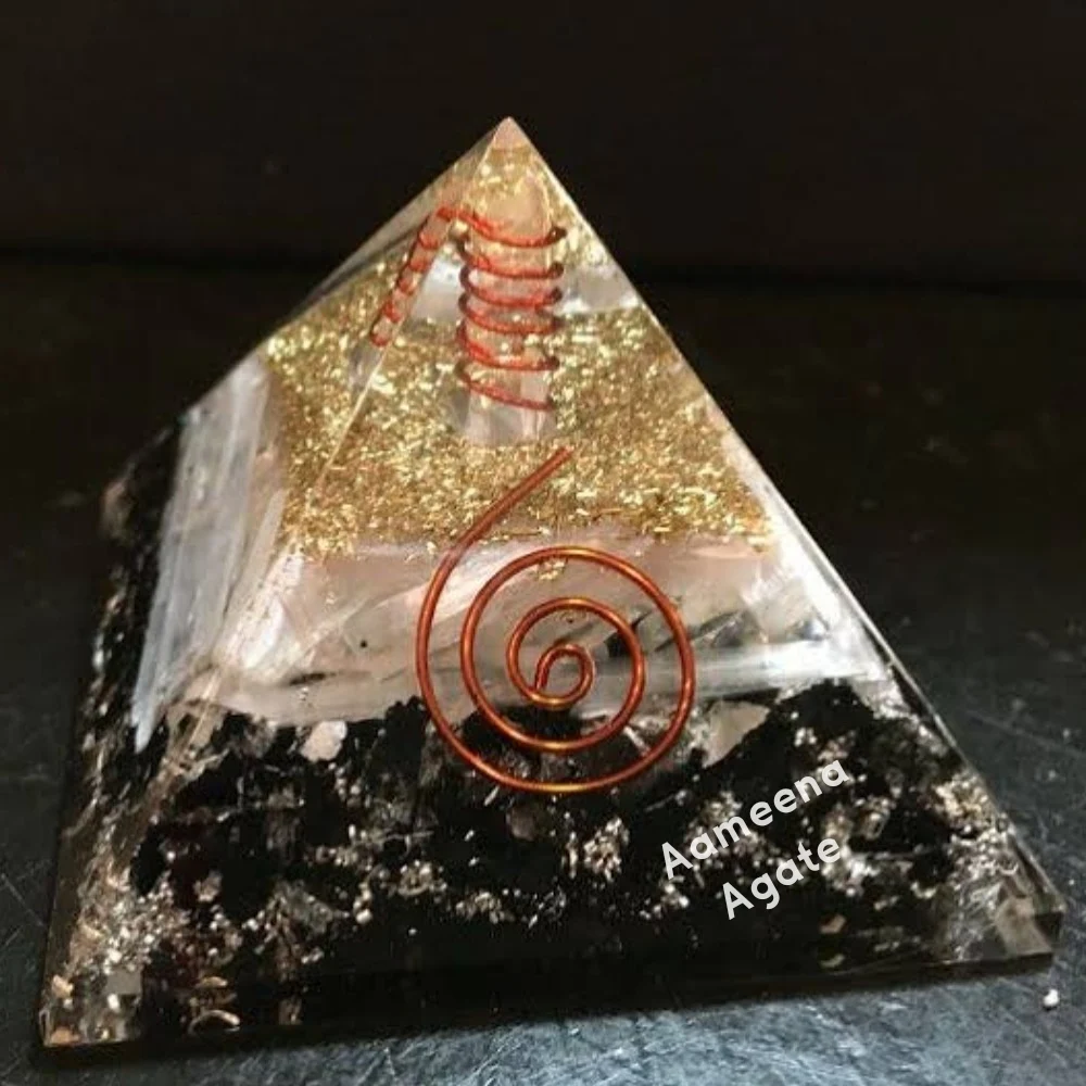 Wholesale Natural Crystal Black Tourmaline With Selenite Orgonite Pyramids Energy Orgone Pyramid Crystal Orgonite Pyramid