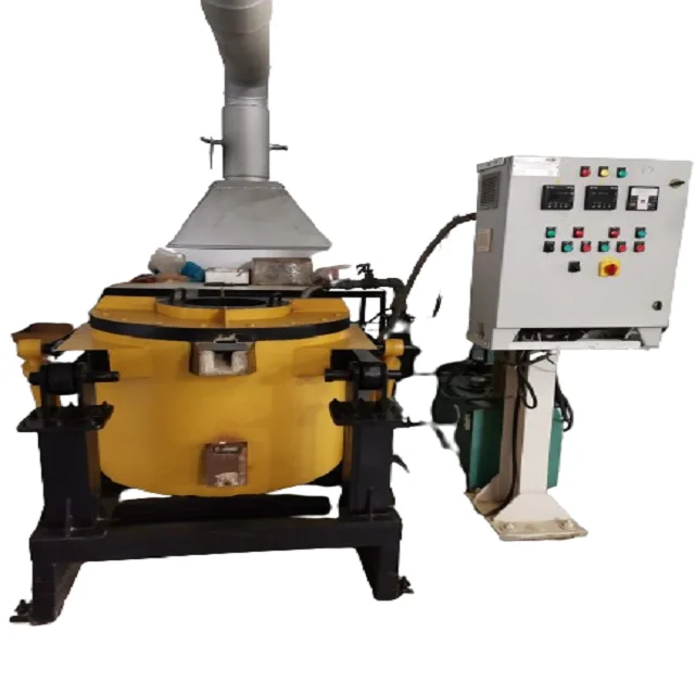 Crucible Furnace Used for Melting Aluminum Alloys 500 Kgs Capacity Hydraulic Tilting with High Efficiency Gas Burners