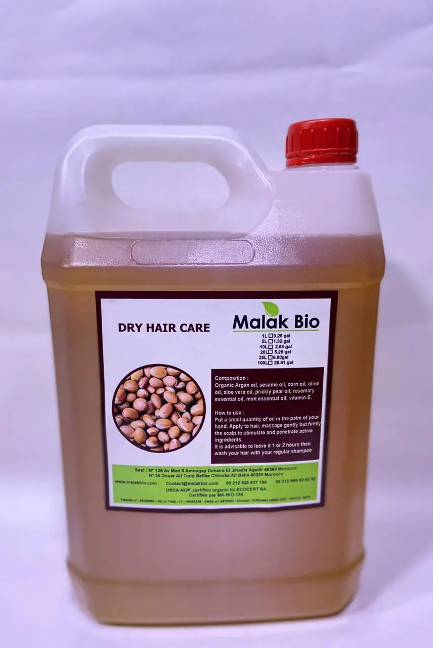Bulk Moroccan Argan Oil for Hair and Skin from Malak Bio Cosmetics. 100% Pure, USDA Certified Organic, Cold pressed Hair Oil.