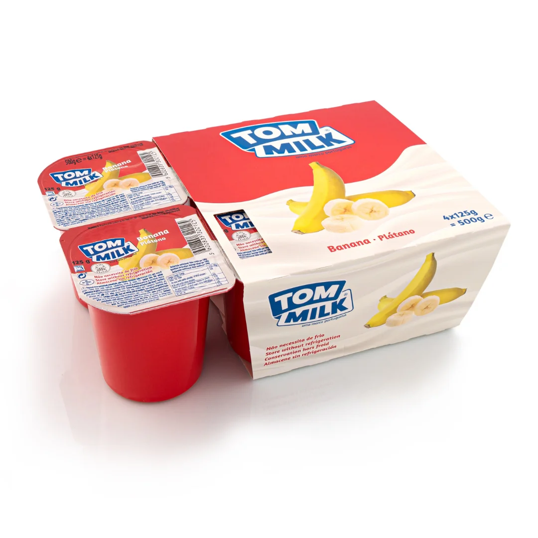 Hot Selling TOM MILK Long Shelf Life Banana Yoghurt 4x125g (1.3% fat)