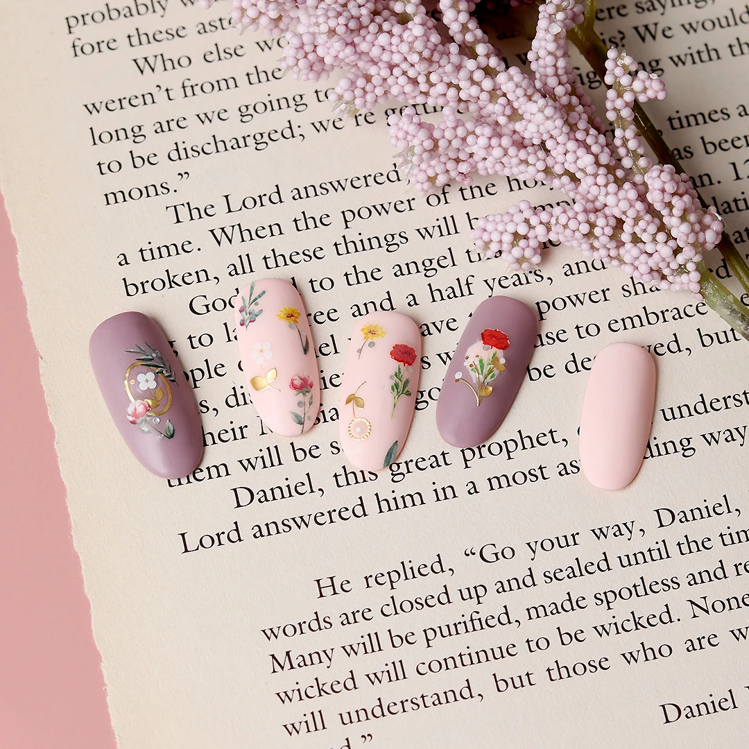 BLOOMY BLOOMS #45752 Decals and stickers with flower crown Frame leaf blade Multi Size nail art sticker Korea design oem odm