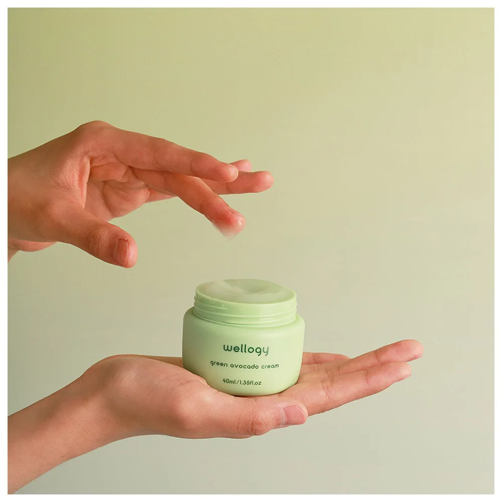 Face Cream for glowing Skin WELLOGY GREEN AVOCADO CREAM Powerful Moisturizing Care Vegan Certification Skin Soothing