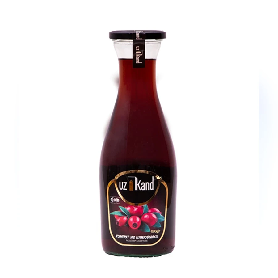 Natural Ingredients Glass Bottle 1100ml Canned Rosehip Sweet Beverage Compote Healthy Juice Drink from Uzbekistan