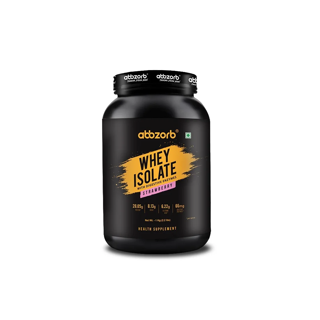 Buy Standard Quality Whey Protein Isolate Strawberry Flavour 1kg (30 Servings) with Protein& Glutamic Acid For Muscles Growth