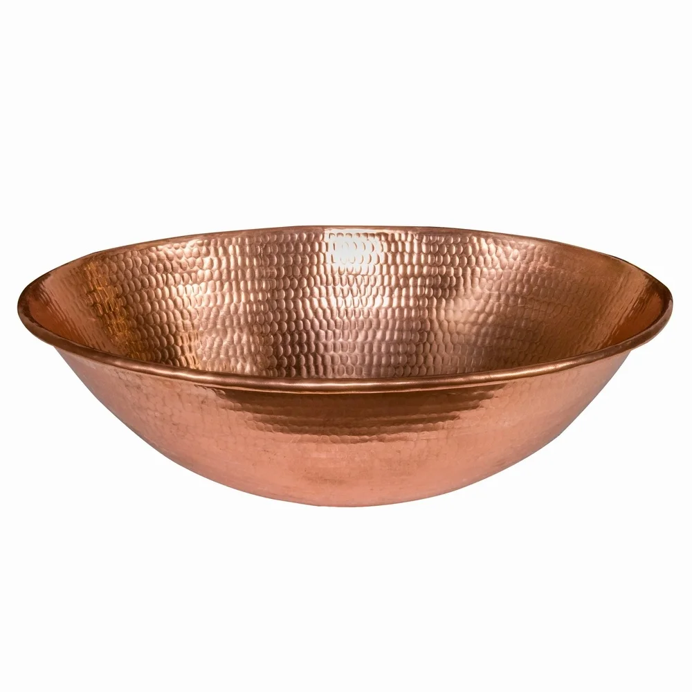 Fashionable Copper Bathroom Sink Round Without Apron Hammered 16 Gauge Polished Copper Finished Shallow Sinks And Basins
