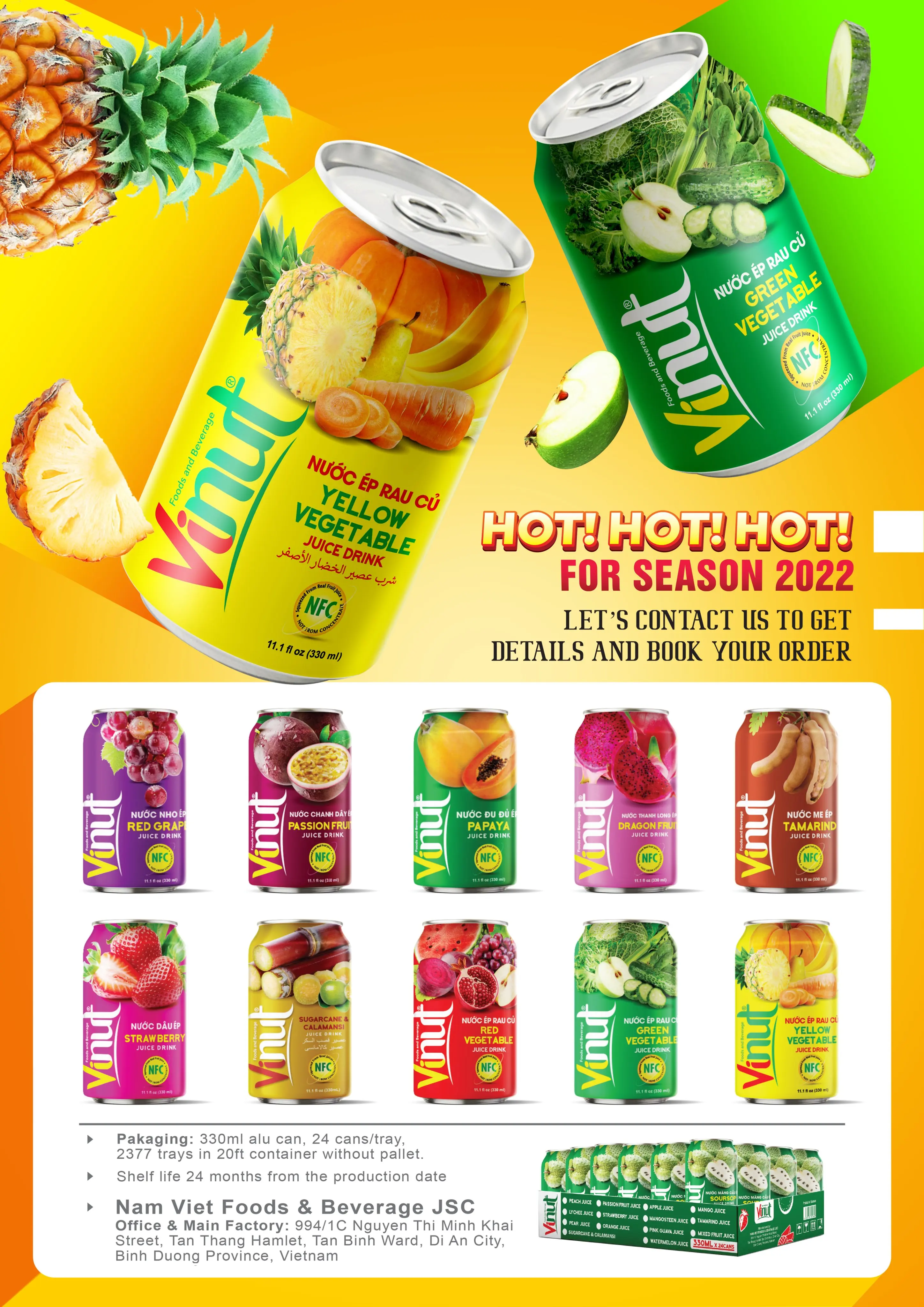 330ml can VINUT All Natural Vegetable Juice Drink Vietnam Suppliers and Manufacturers