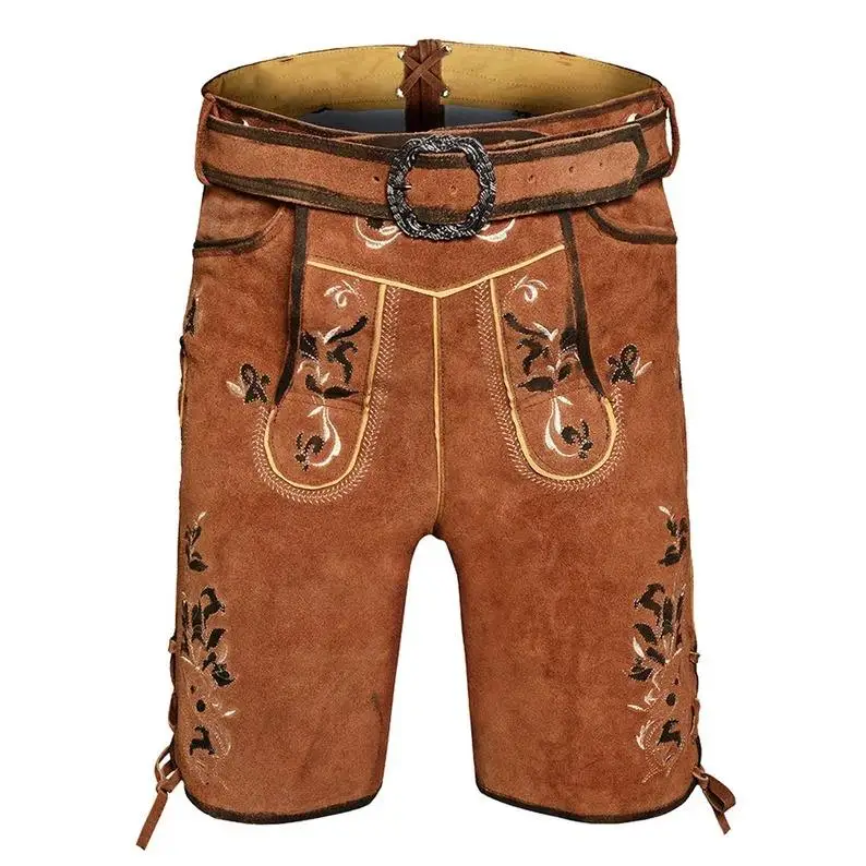 Top Quality Bavarian Garments Lederhosen Shorts for Men and Women Trousers Pants Festival Lederhose Golden Manufacturer