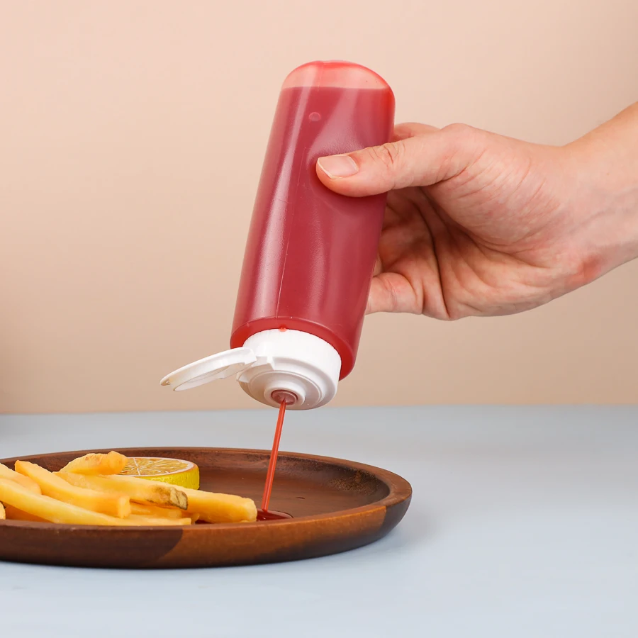 Wholesale Upside Down Convert Plastic Ldpe Squeeze Bottle Ketchup Honey Hot Sauce Bottle With Flip Top Cap