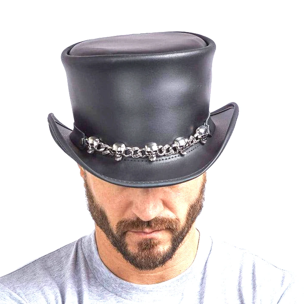 fashionable design cowboy leather hats Hot Sales Wholesale Custom made cowboy leather hats with custom logo print