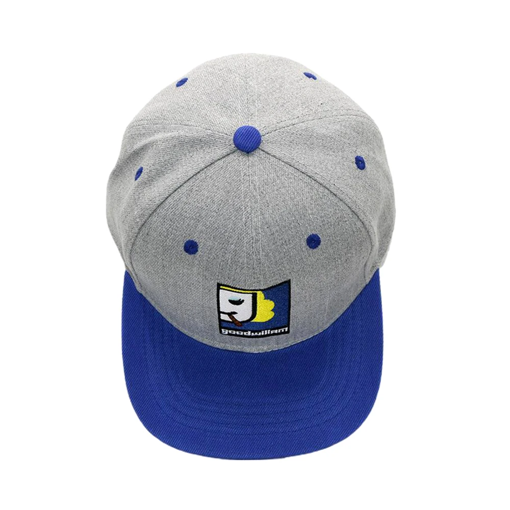 Custom High Quality  Embroidery Logo Cotton Polyester Flat Brim Snapback Hat Cap