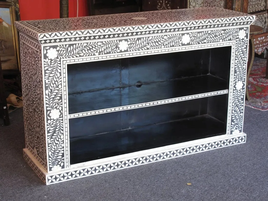 Beautifully Handcrafted Antique Bone Inlay Sho Cabinet Bedroom Dresser Living Room Storage Vintage Buffet/Sideboard