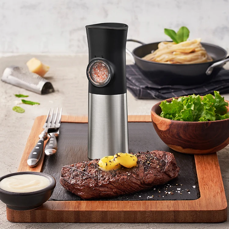 Premium Adjustable Pepper Sea Salt Grinder Manual Kitchen Electric Spice Mill Set for 2