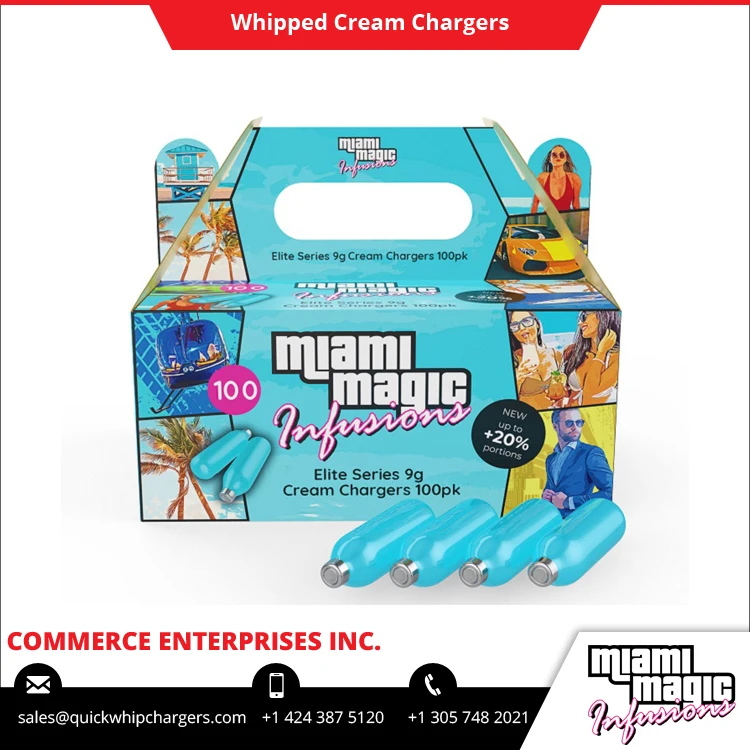 Exceptional Quality Widely Selling 100 Pack 9g Miami Magic Whipped Cream Charger at Low Market Price