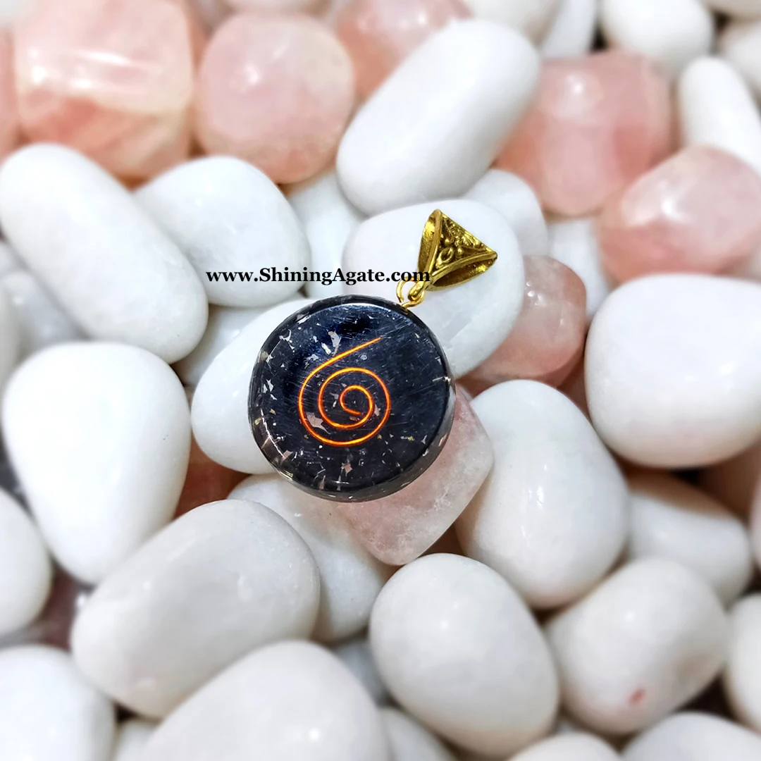 EMF Blocking Heart Pendant with Black Tourmaline, Shungite, and Crystal Quartz Natural Agate Stone Pendant Bulk Supplier