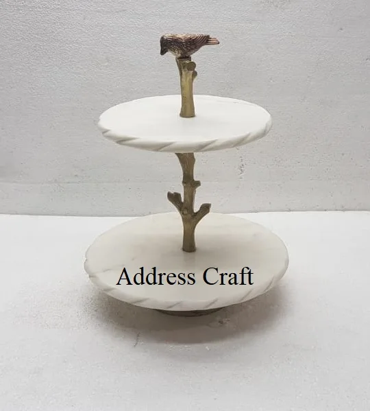 Elegant Design Best Price Cake Stand Marble And Stainless Steel Display Cake Stand For Hotel Restaurant Wedding Birthday Parties