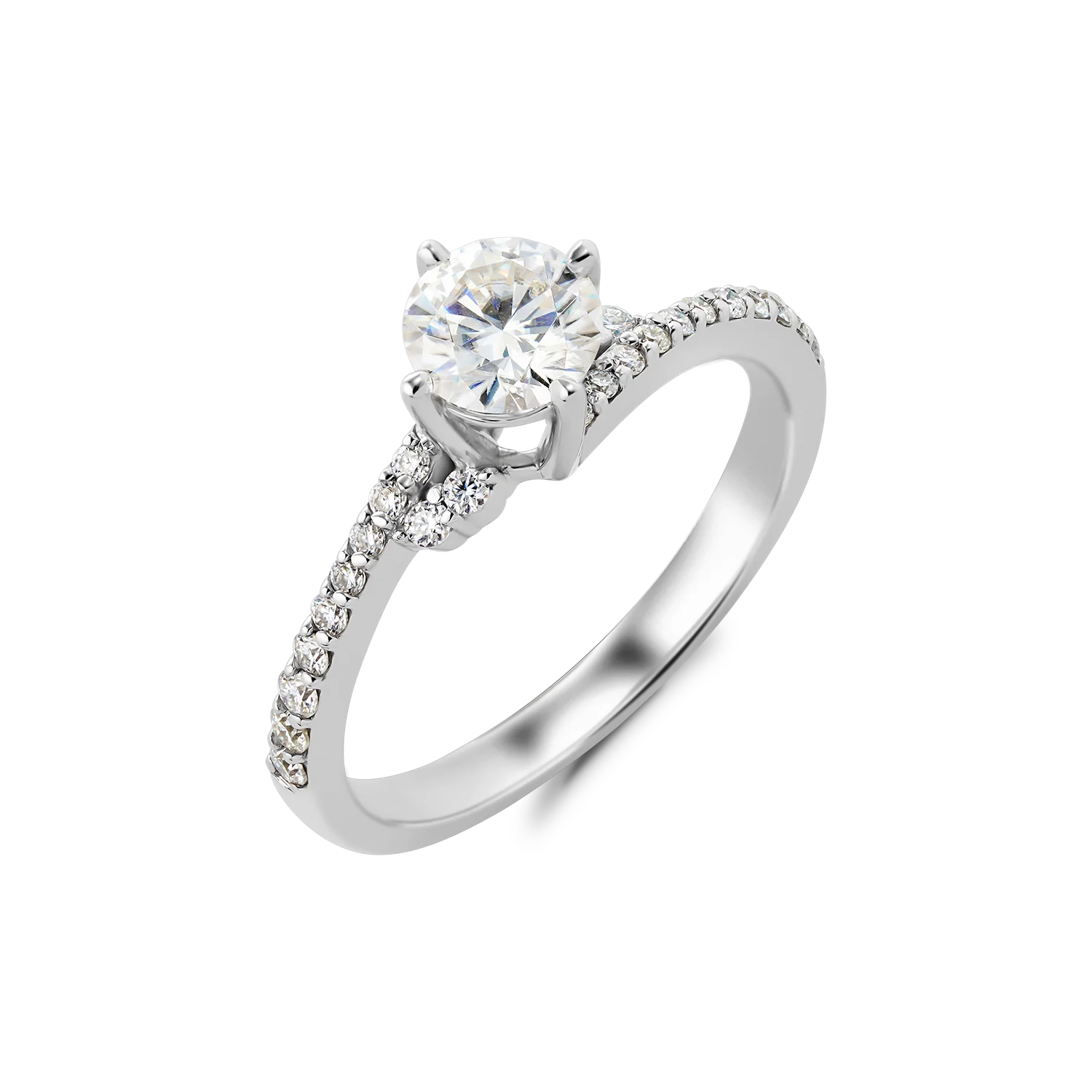 10K 14K 18K White Gold 5.0mm Moissanite Diamond Ring 4 Prongs Setting Stone Engagement Ring Real Gold Ring Made in Vietnam
