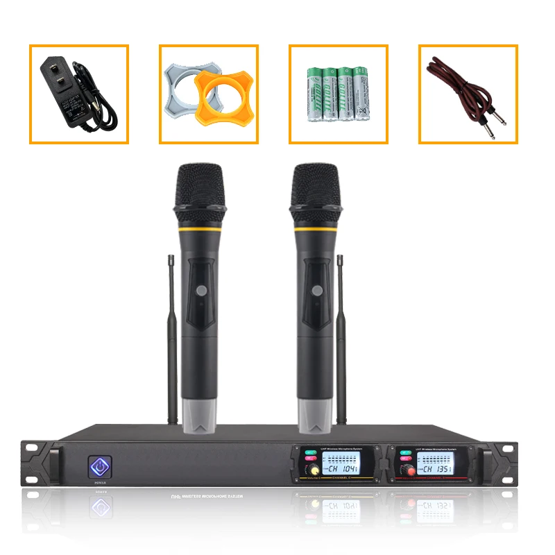 Wireless microphone one for two microphones school square stage dedicated outdoor performance long-distance anti-whistling