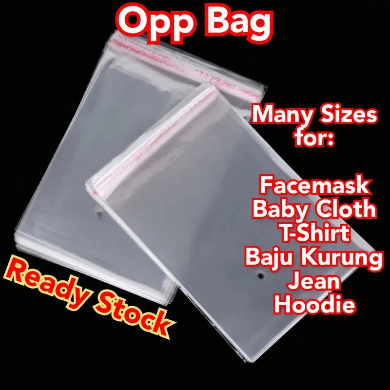 Transparent self-adhesive sealed plastic packaging bag, resealable cellophane OPP fresh-keeping bag, reusable gift bag