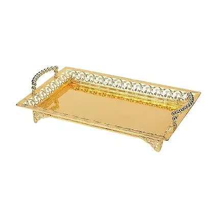Aluminium Made Leaf Design Christmas Serving Tray Platter For Hotel Restaurant Table Top Fruits Serving Use Metal Tray In Gold