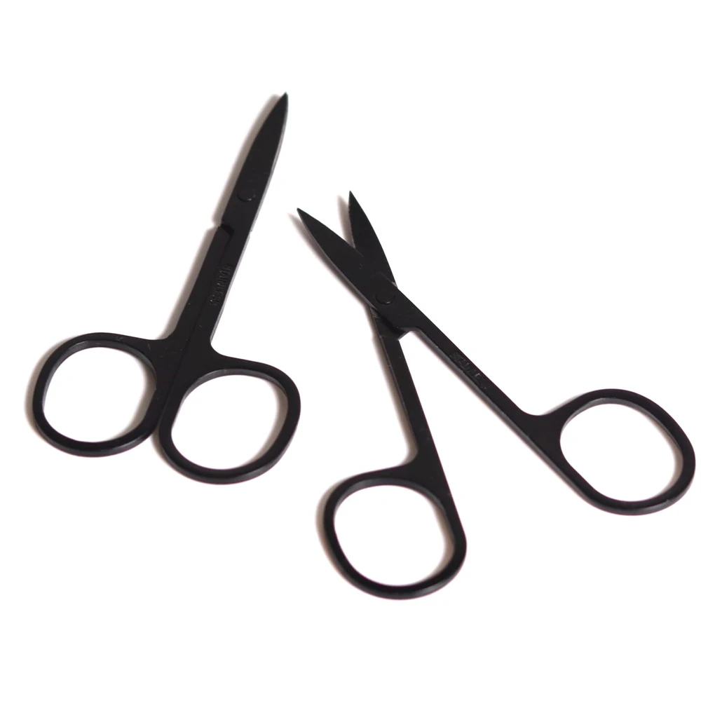 Wholesale Custom Logo Mini Black Stainless Steel Eyelash Beauty Scissors Multifunctional Eyebrow Scissors Set Manicure Pedicure