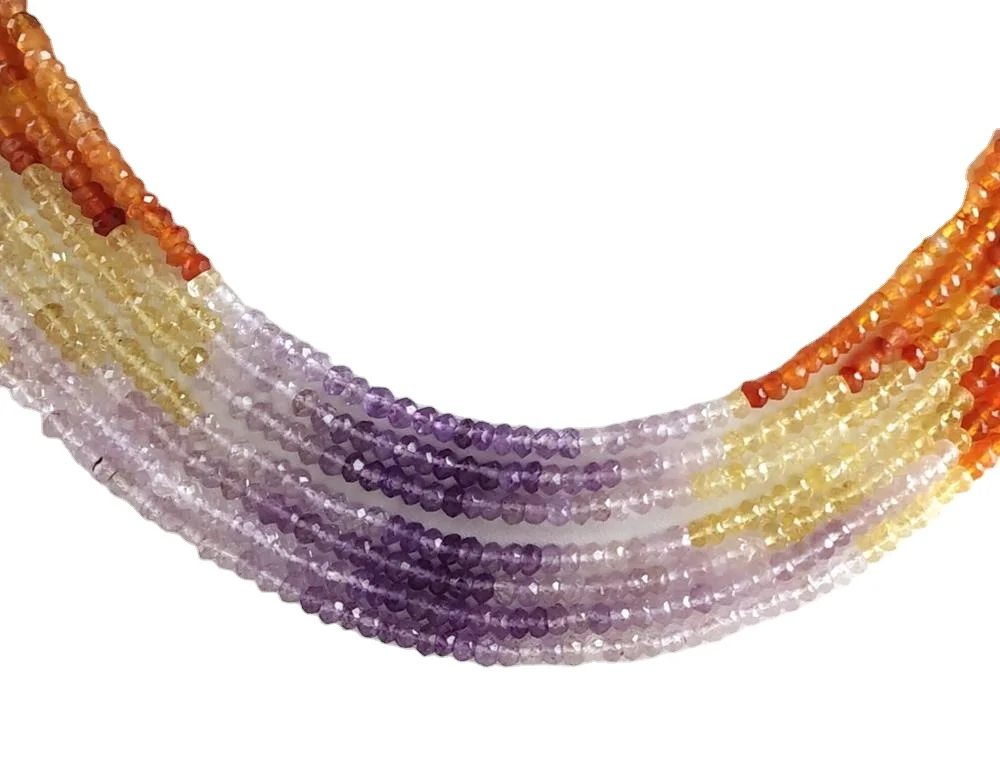 Top Quality Fashion Jewelry Natural Micro Rondelle Faceted Beads Multi Gemstone Necklace Women America Gift