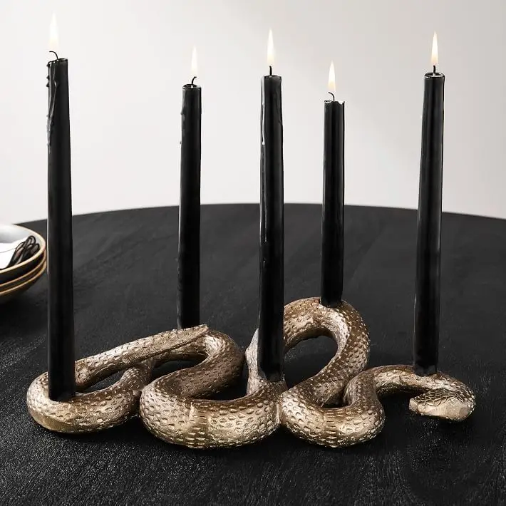 Aluminum Casted Snake Candle Stand With Custom Finished For Decorating Home Office Lighting