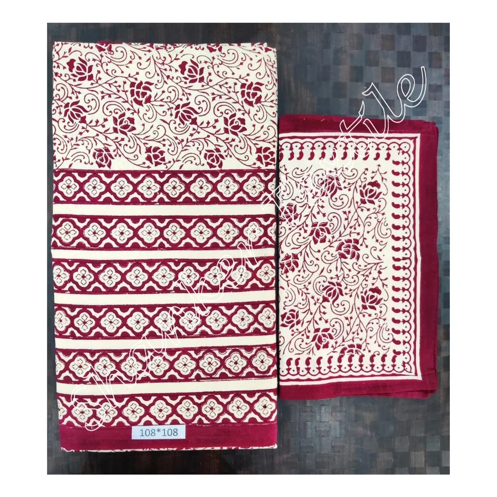 New Print Classic Indian Handmade King Size 108x108 Cotton Premium Cotton Bedsheet With Pillow Cover Set