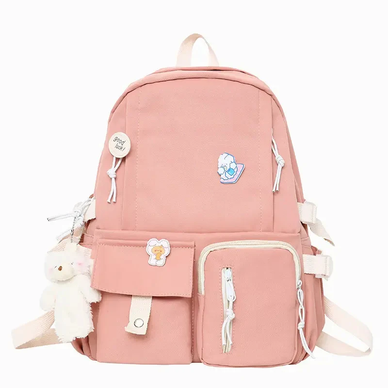 Large Capacity Candy Color Waterproof Cute Canvas Student Bags Kawaii School  Backpack