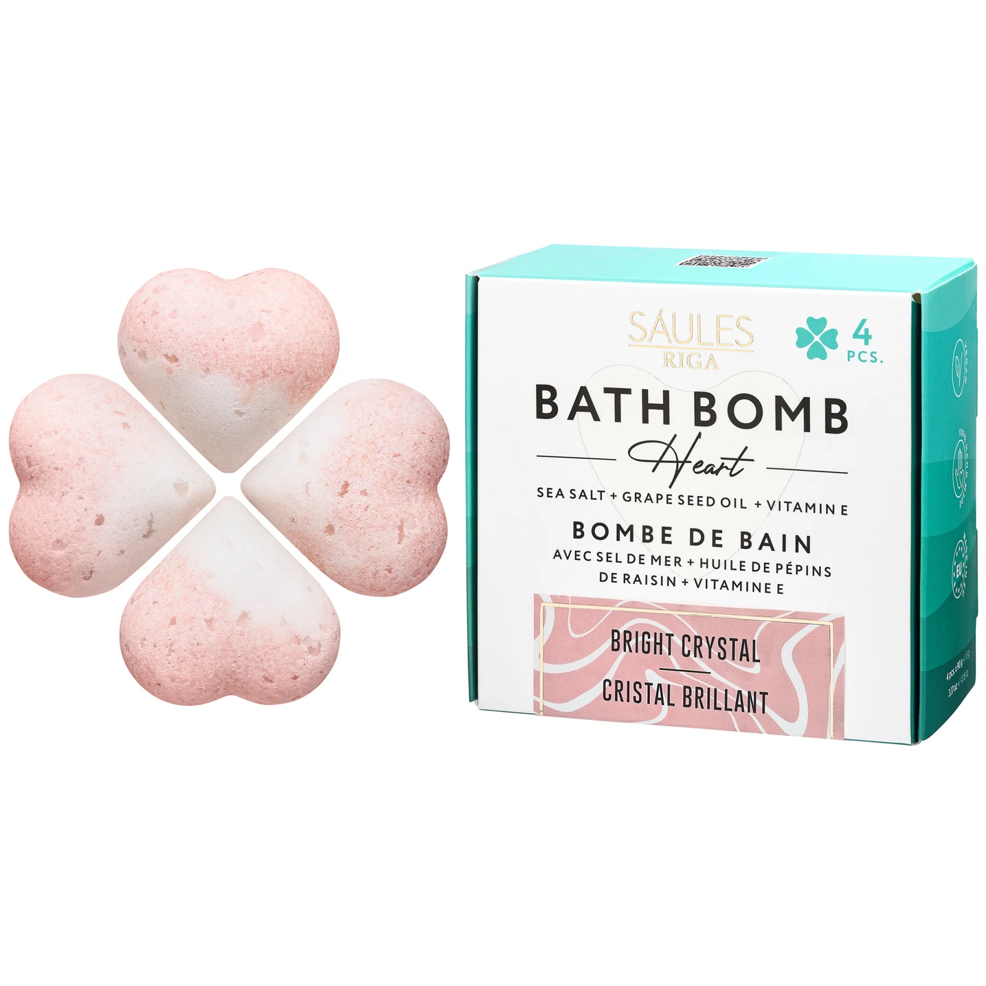 Holiday Gift Set Luxury Organic Aroma Bath Bombs 4 x 90g Rose Fragrant Fizzy Balls for Spa and Body Care
