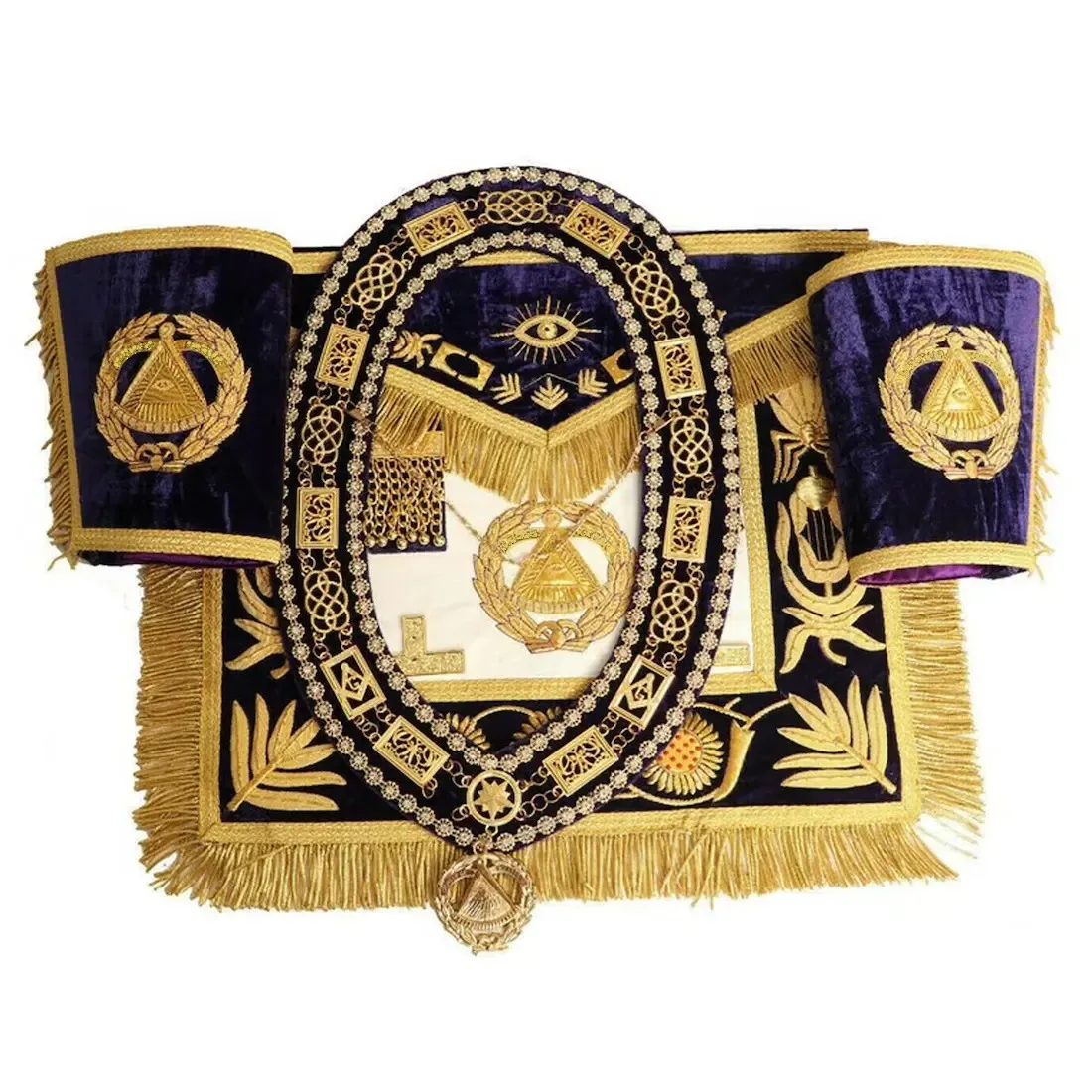 Masonic Regalia Подарочный фартук великого мастера из овечьей шкуры с короной цепочкой воротником и манжетой набор металла