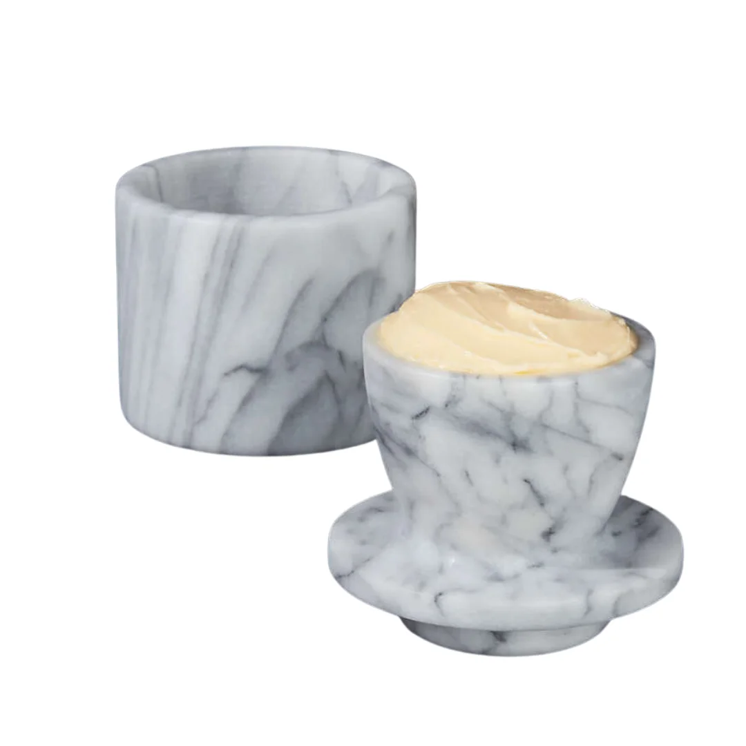 High-quality French style butter holder with cold storage function and decorative design marble butter dish for tableware