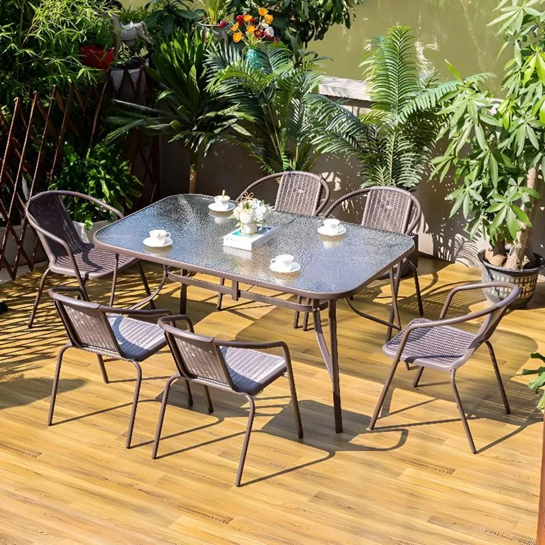 Хит продаж, современный обеденный стол из рециркулированной сосны для кофейного сада, патио отеля из Вьетнама