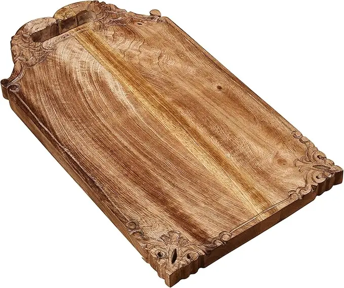 Mango wood hand carved Chopping & Serving Tray for kitchen, dining table and outdoor Cutting Board Acacia Wood