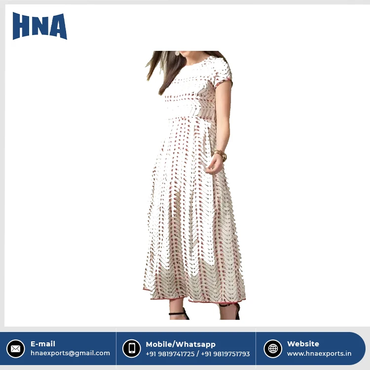 Top Quality Printed Cotton Short Sleeve Dress Fashion Young Women Casual Wear Summer Available At Wholesale Price