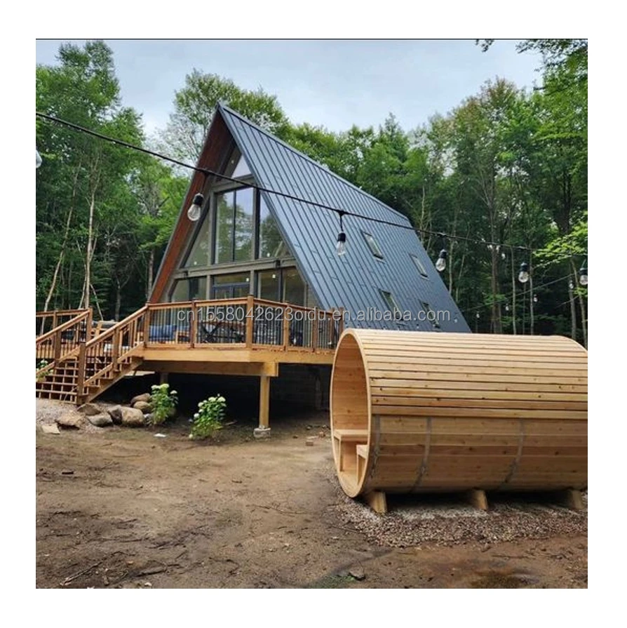 EU Prefabricated Modern Triangular Wooden House with A-Shaped Steel Structure Frame Room for Hotel Applications