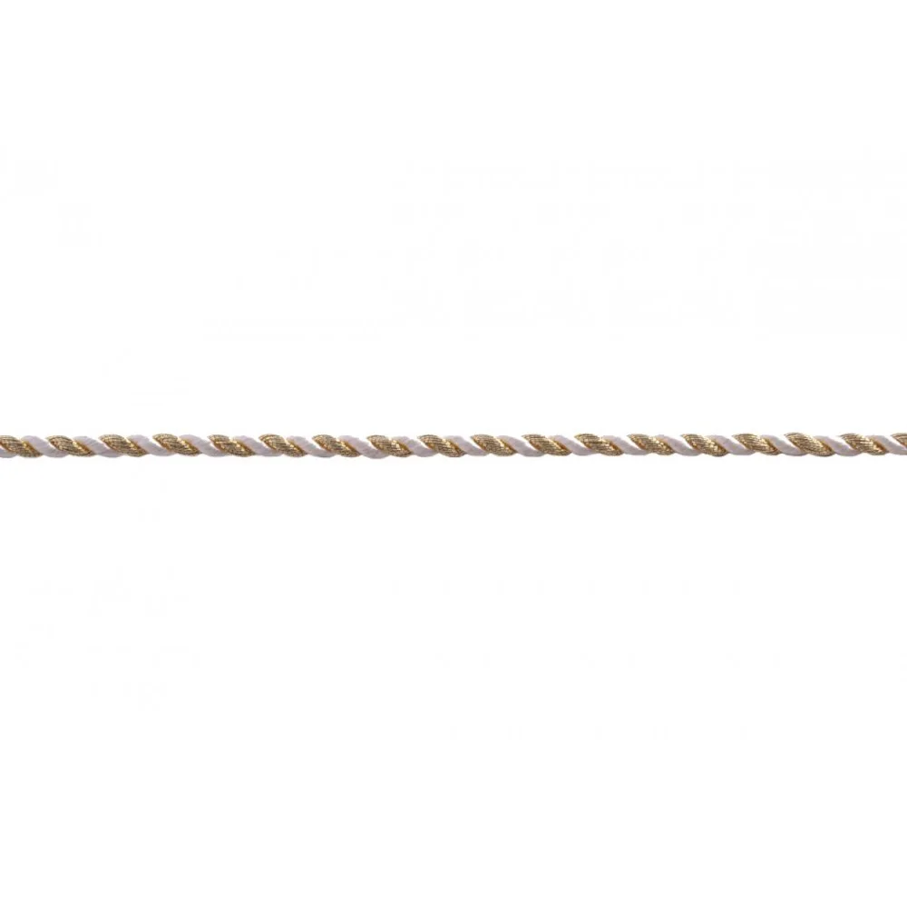 Real Metal 4mm Braided Round Bullion Cord, Gold Color,