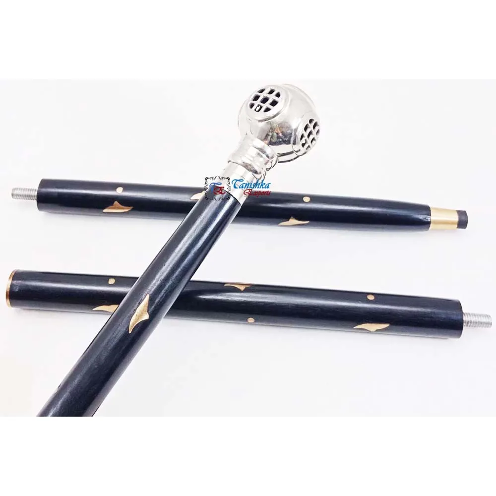 Brass Diving Helmet Handle Wooden Walking Stick Cane Chrome Finish Handle Black Wooden Walking Stick Christmas Gift