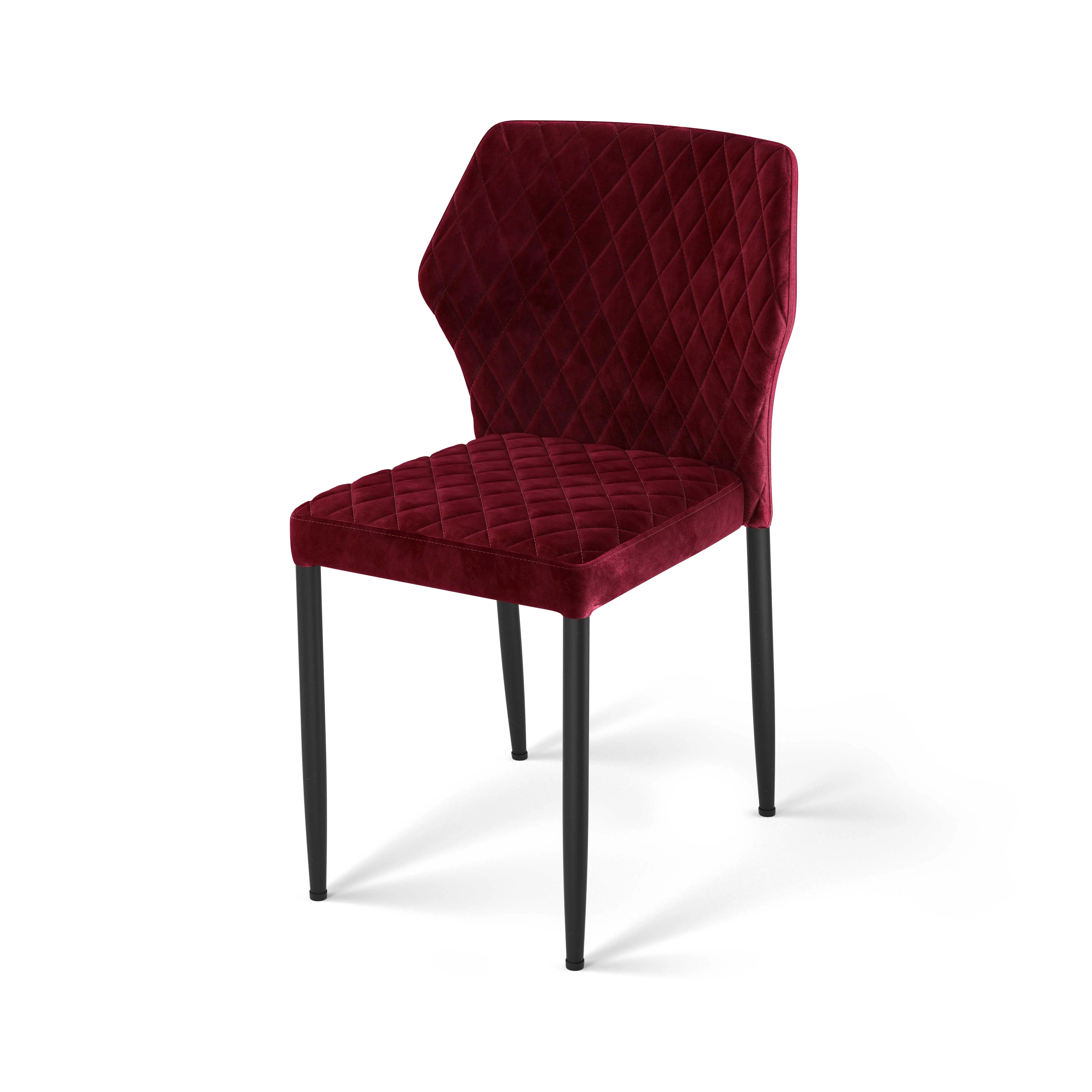 Factory Wholesale Luxury Design Fabric Modern Bordeaux Velvet Accent Dining Chairs Steel Frame Dining Chair