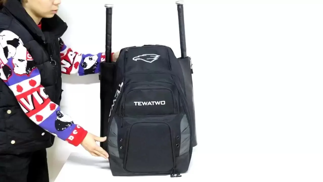 Large Storage Capacity Baseball Kit Bag Long Trolley Slowpitch softball gear cooler roller equipment bag with wheels for catcher