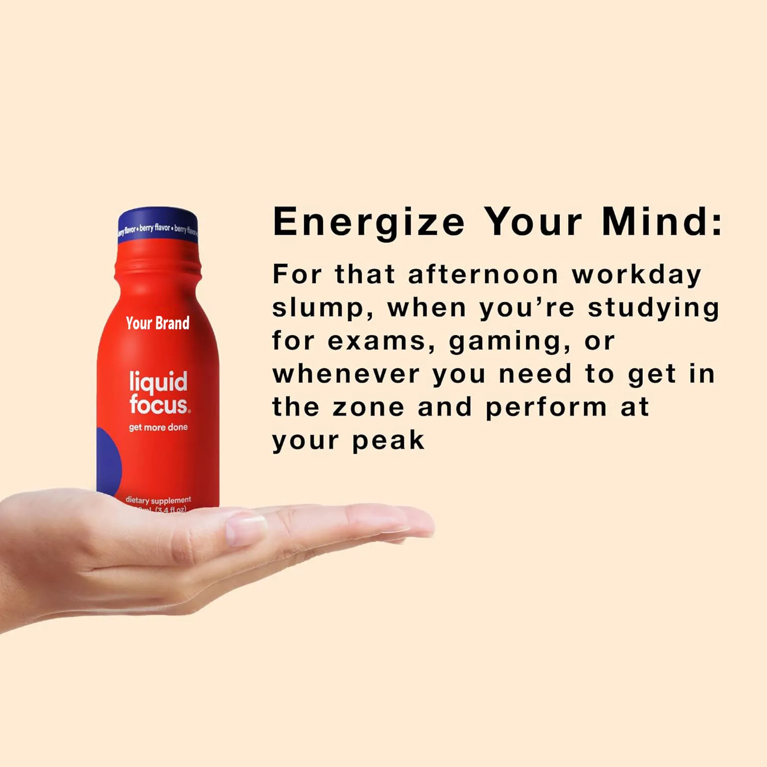 Energy Shot Liquid Focus Nootropic Smart Drink with Powerful Antioxidants & Adaptogenic Herbs for Energy and Concentration