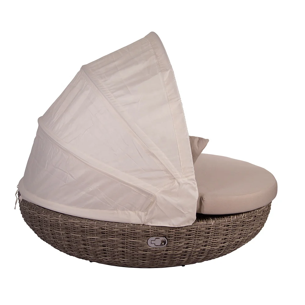 Poly rattan double bed with canopy made in Vietnam sale furniture latest model with special design